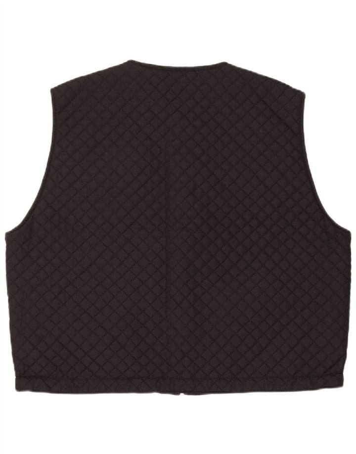 Gilet trapuntato reversibile oversize da donna vintage UK 12 nylon nero medio