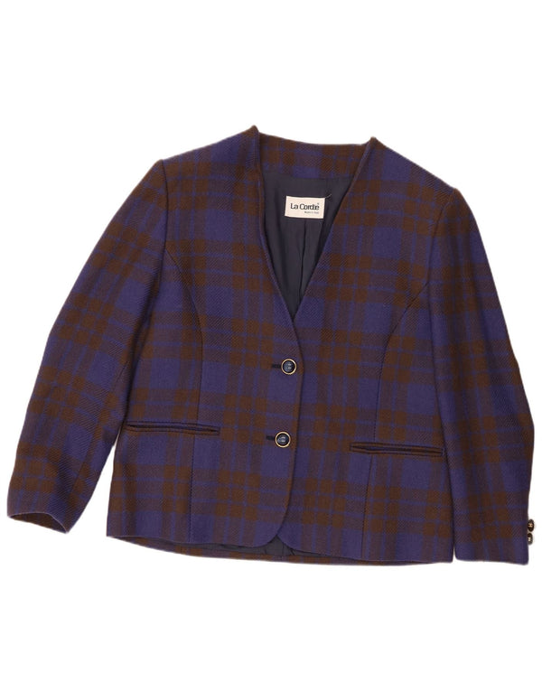 Giacca blazer a 2 bottoni vestibilità ampia da donna La Cordee UK 14 quadri blu medio