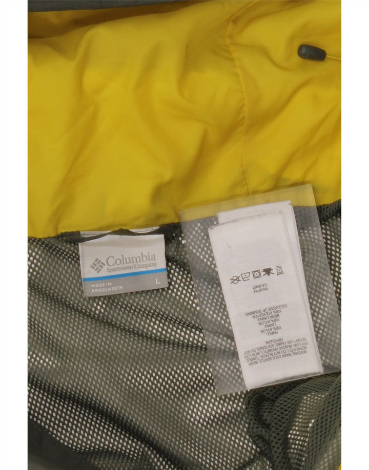 COLUMBIA Giacca antipioggia da uomo Omni-Tech con cappuccio UK 40 Large Khaki Nylon