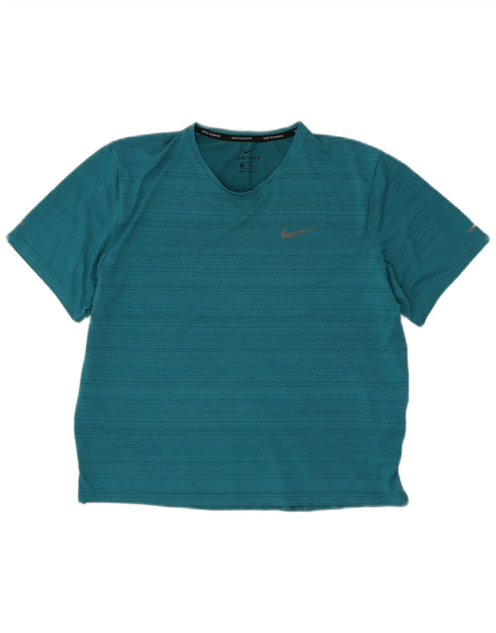 T-shirt Nike Dri Fit da donna, taglia UK 14, poliestere chiazzato turchese medio