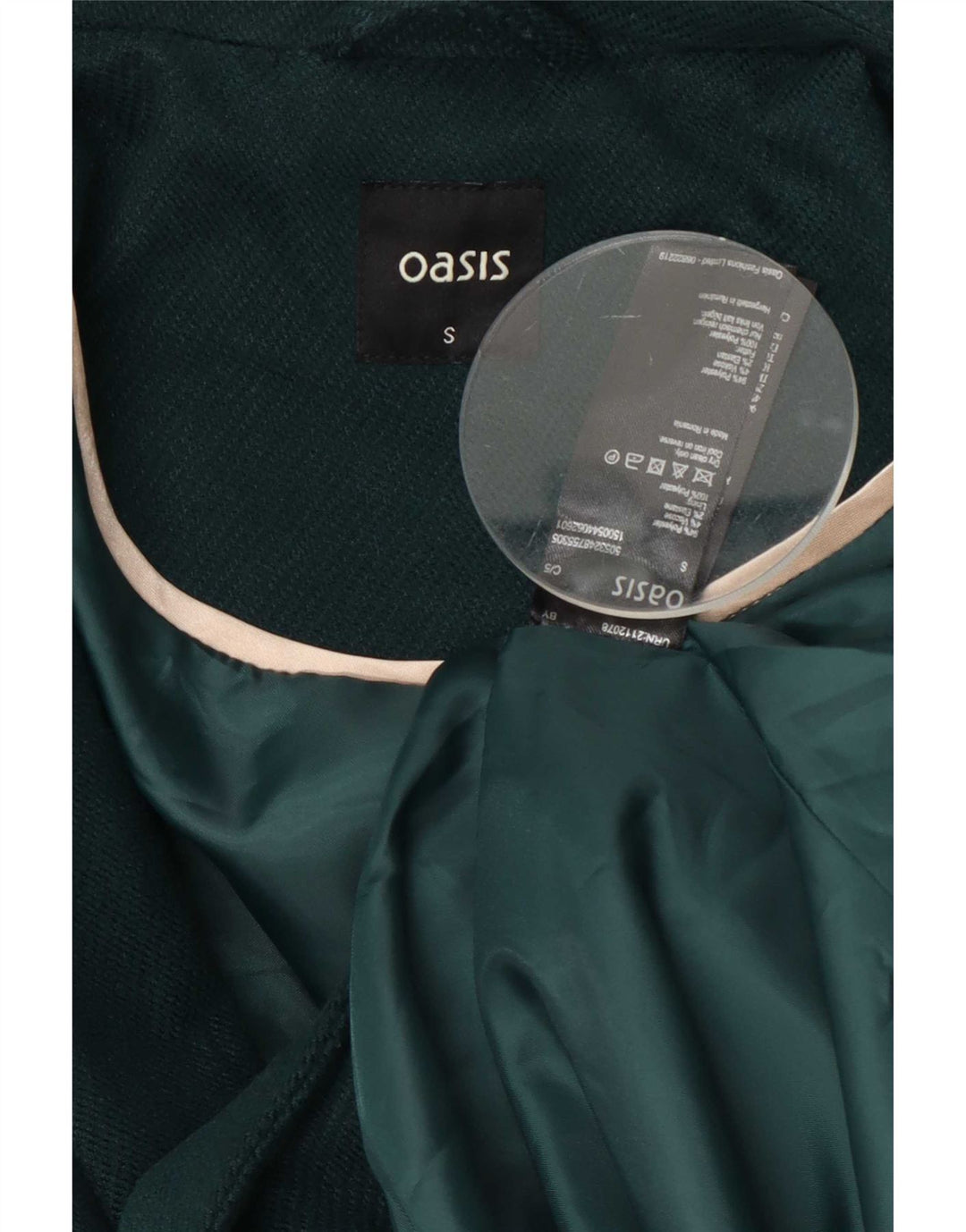 Cappotto doppiopetto da donna Oasis UK 10 piccolo poliestere verde