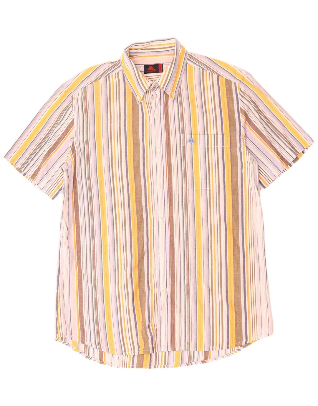 KAPPA Camicia Uomo Manica Corta Large in Cotone a Righe Multicolori