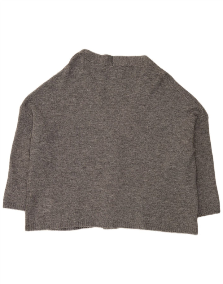 Maglione cardigan oversize da donna Zara UK 14 Acrilico screziato grigio medio