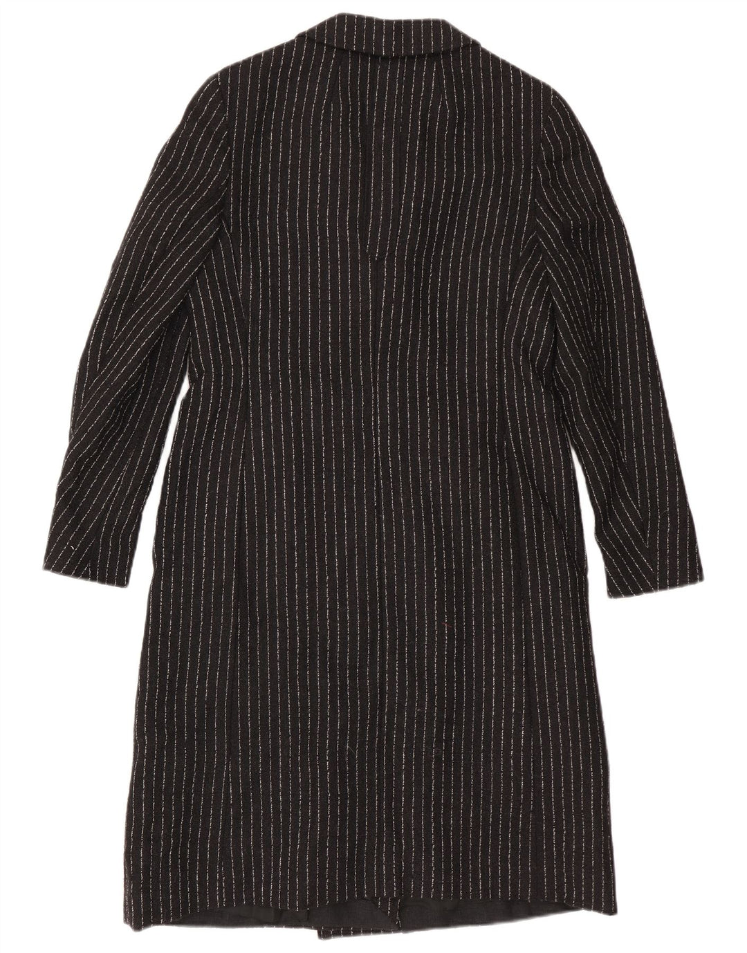 Cappotto doppiopetto vintage da donna UK 8 piccolo gessato nero