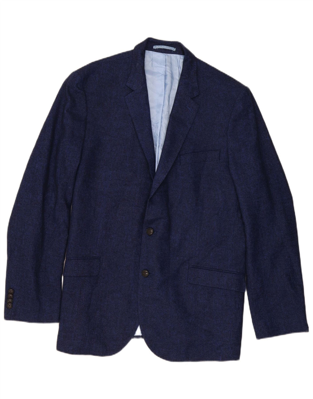Giacca blazer a 2 bottoni Marks & Spencer da uomo UK 44 XL blu navy a spina di pesce