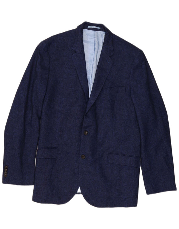 Giacca blazer a 2 bottoni Marks & Spencer da uomo UK 44 XL blu navy a spina di pesce