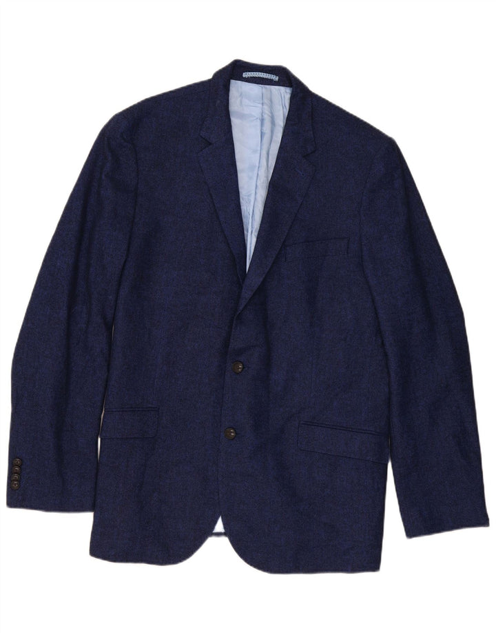Giacca blazer a 2 bottoni Marks & Spencer da uomo UK 44 XL blu navy a spina di pesce