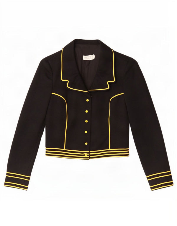 Giacca Bolero vintage da donna a 6 bottoni IT 38 XS sintetica a righe nere
