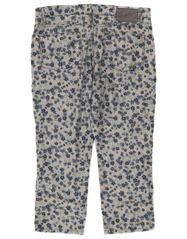 White Stuff Womens Capri Jeans UK 12 Medium W30 L21 Grey Floral Cotton