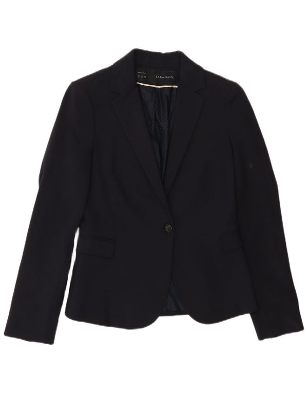 Giacca blazer da donna a 1 bottone Zara UK 10 piccola in cotone blu navy