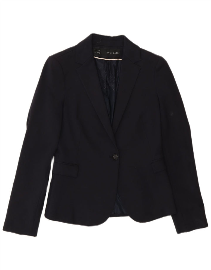 Giacca blazer da donna a 1 bottone Zara UK 10 piccola in cotone blu navy