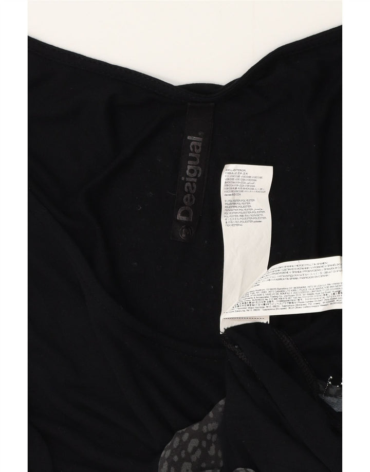 DESIGUAL Abito da donna a linea A con maniche a 3/4 con grafica UK 12 Viscosa nera media