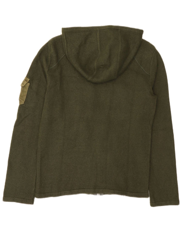 Maglione cardigan con zip intera e cappuccio da donna Iceberg UK 14 Lana kaki media