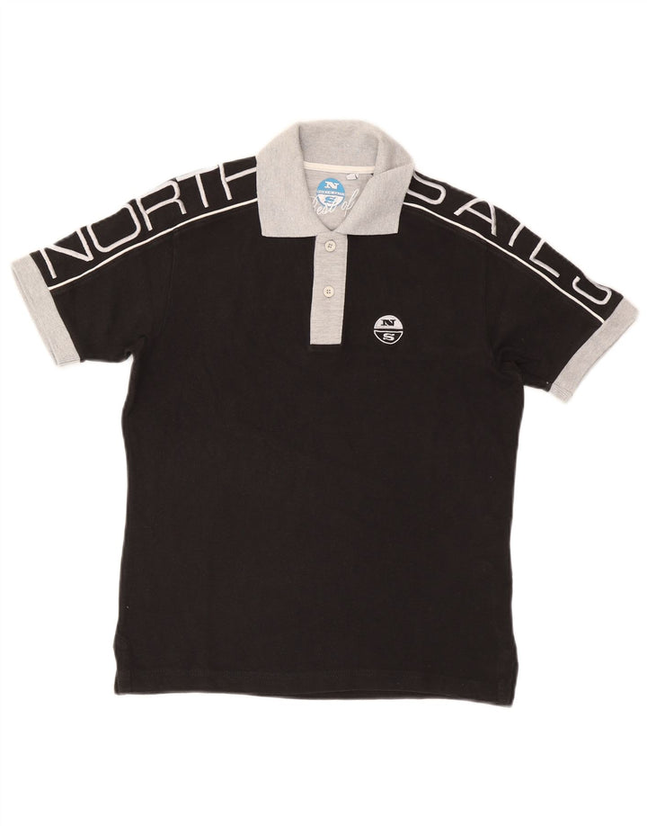 Polo da rugby grafica da uomo North Sails piccola in cotone nero