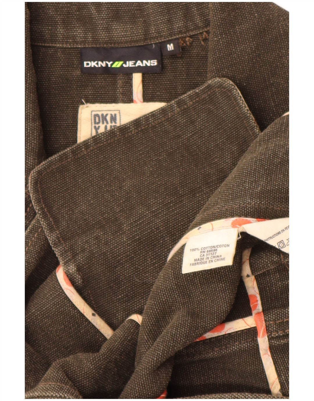 Giacca blazer da donna a 1 bottone Dkny UK 12 cotone kaki medio