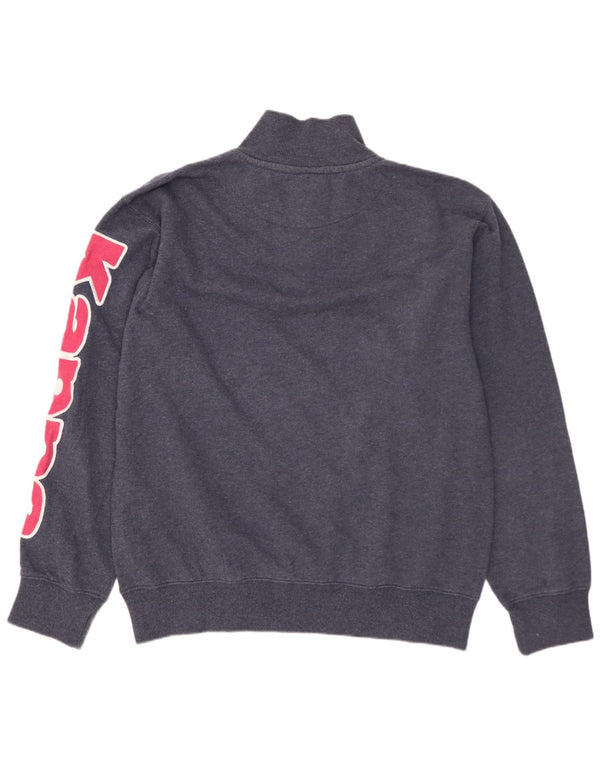 Felpa da uomo KAPPA con collo con zip grafica, maglione grande, cotone blu navy