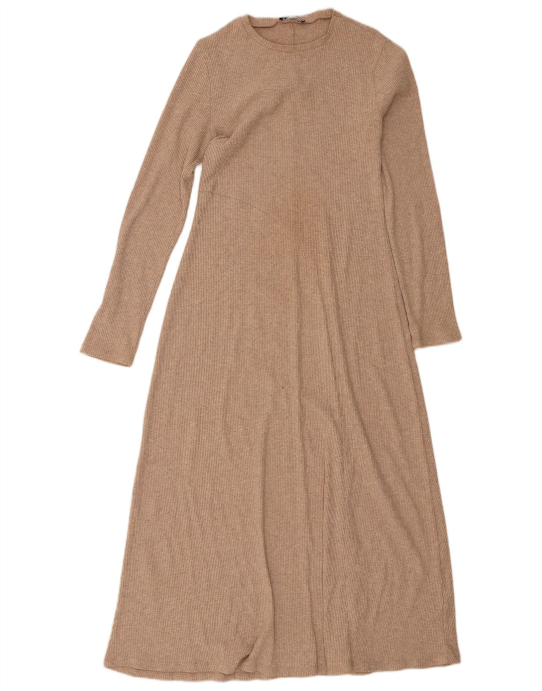 Vestito lungo a maniche lunghe da donna Zara UK 12 Beige medio