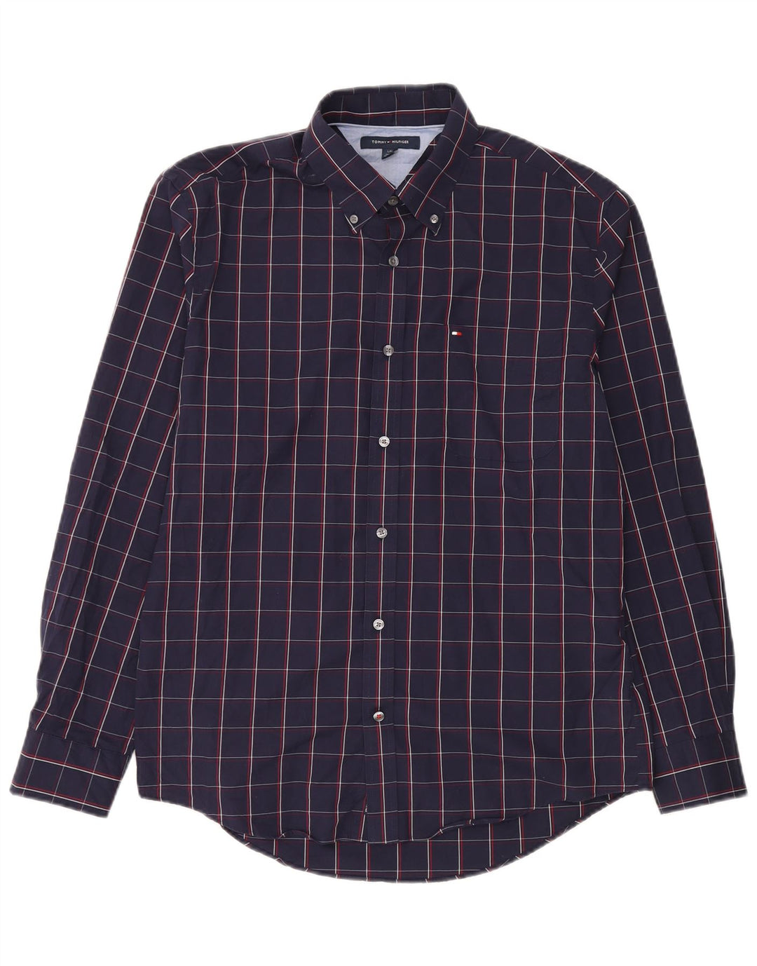 Camicia da uomo Tommy Hilfiger grande cotone a quadri blu navy