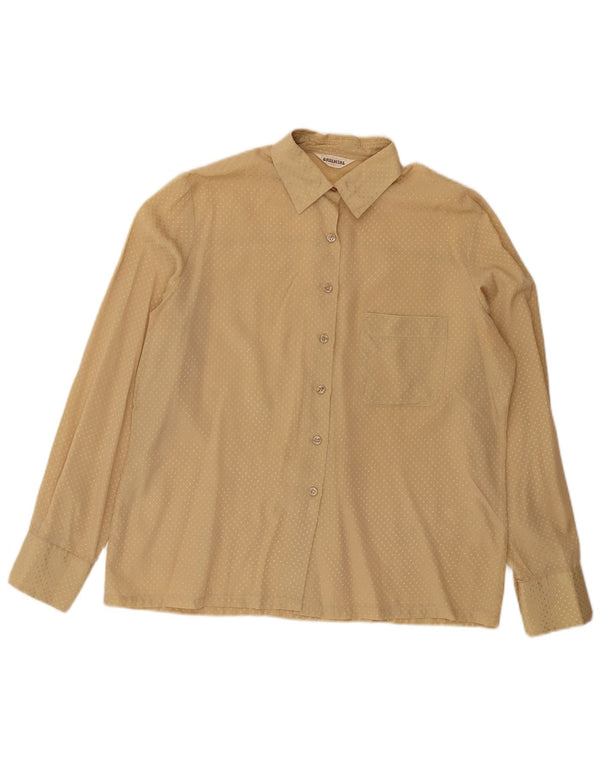 Camicia vintage da donna camicetta IT 50 XL Acetato geometrico beige