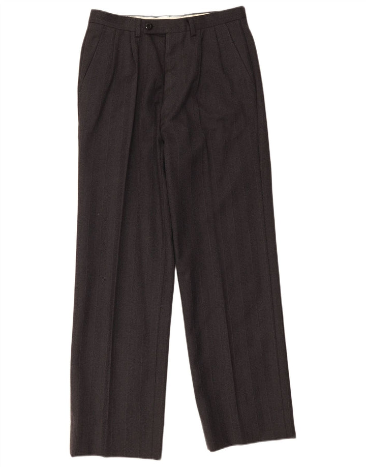 Pantaloni da abito vintage da uomo con ancoraggio W28 L30 a spina di pesce grigio
