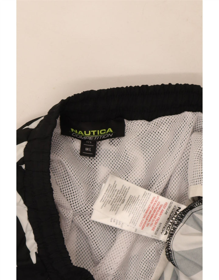 Pantaloncini da bagno da uomo Nautica Large in poliestere geometrico nero