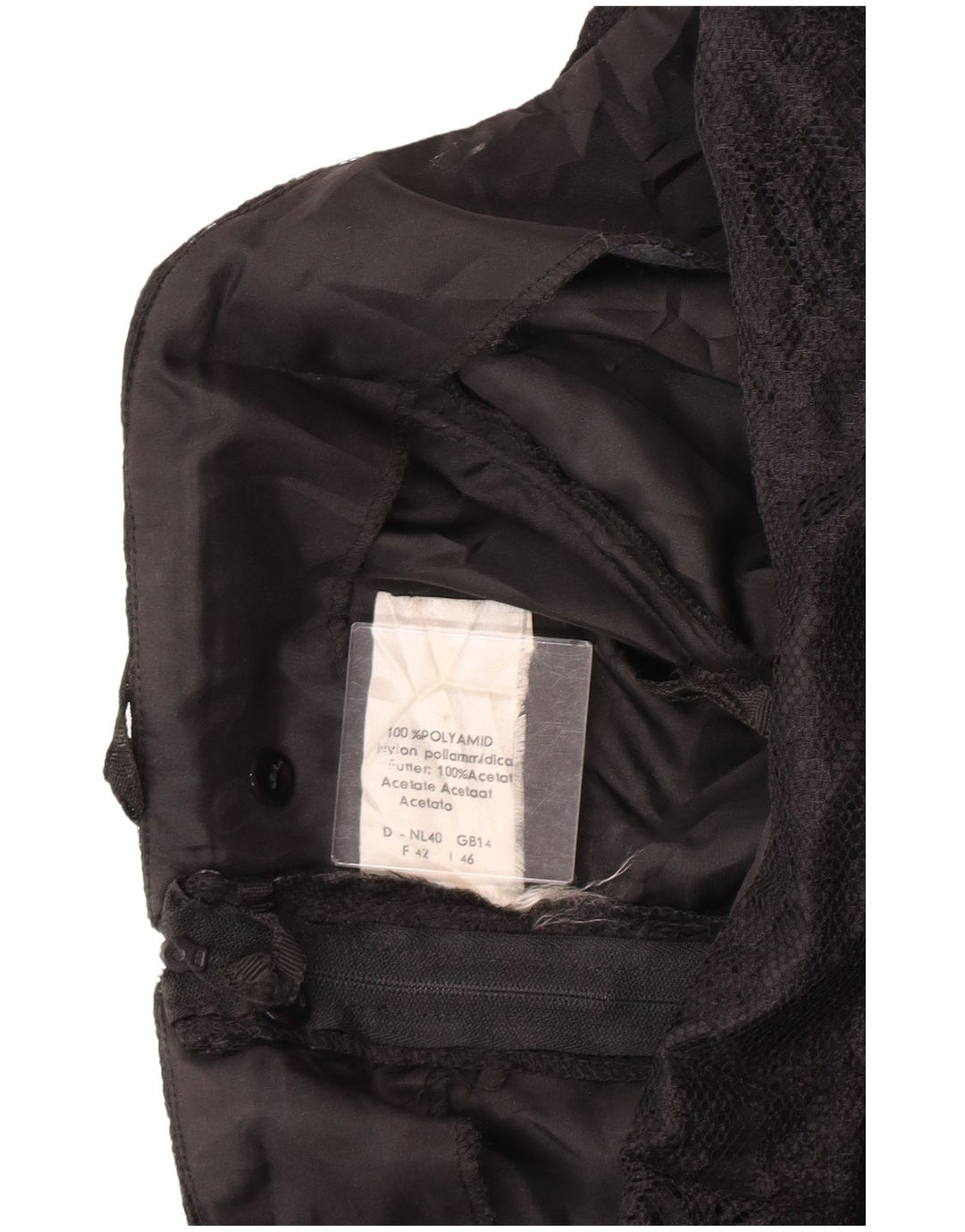 Abito vintage da donna senza spalline UK 14 Grande poliammide floreale nero