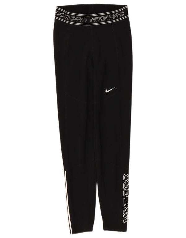 Leggings grafici NIKE da donna Dri Fit UK 4 XS poliestere nero