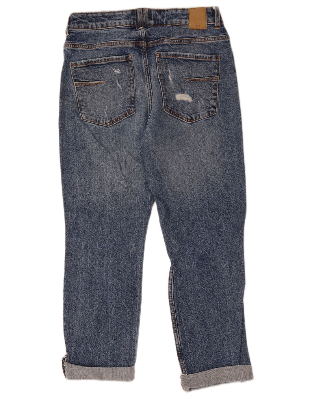 ZARA Womens Distressed Cropped Jeans EU 38 Small W28 L23 Blue