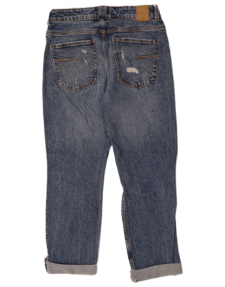 ZARA Womens Distressed Cropped Jeans EU 38 Small W28 L23 Blue