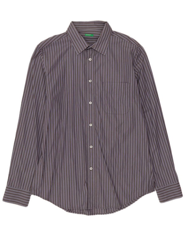 Camicia Uomo BENETTON Righe Grandi Grigie