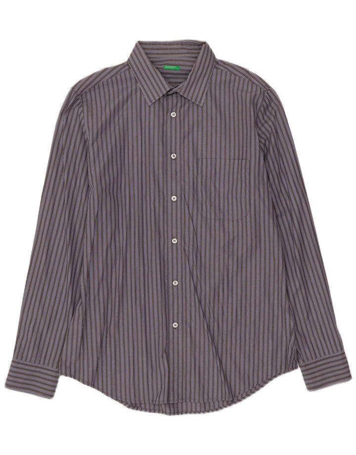 Camicia Uomo BENETTON Righe Grandi Grigie