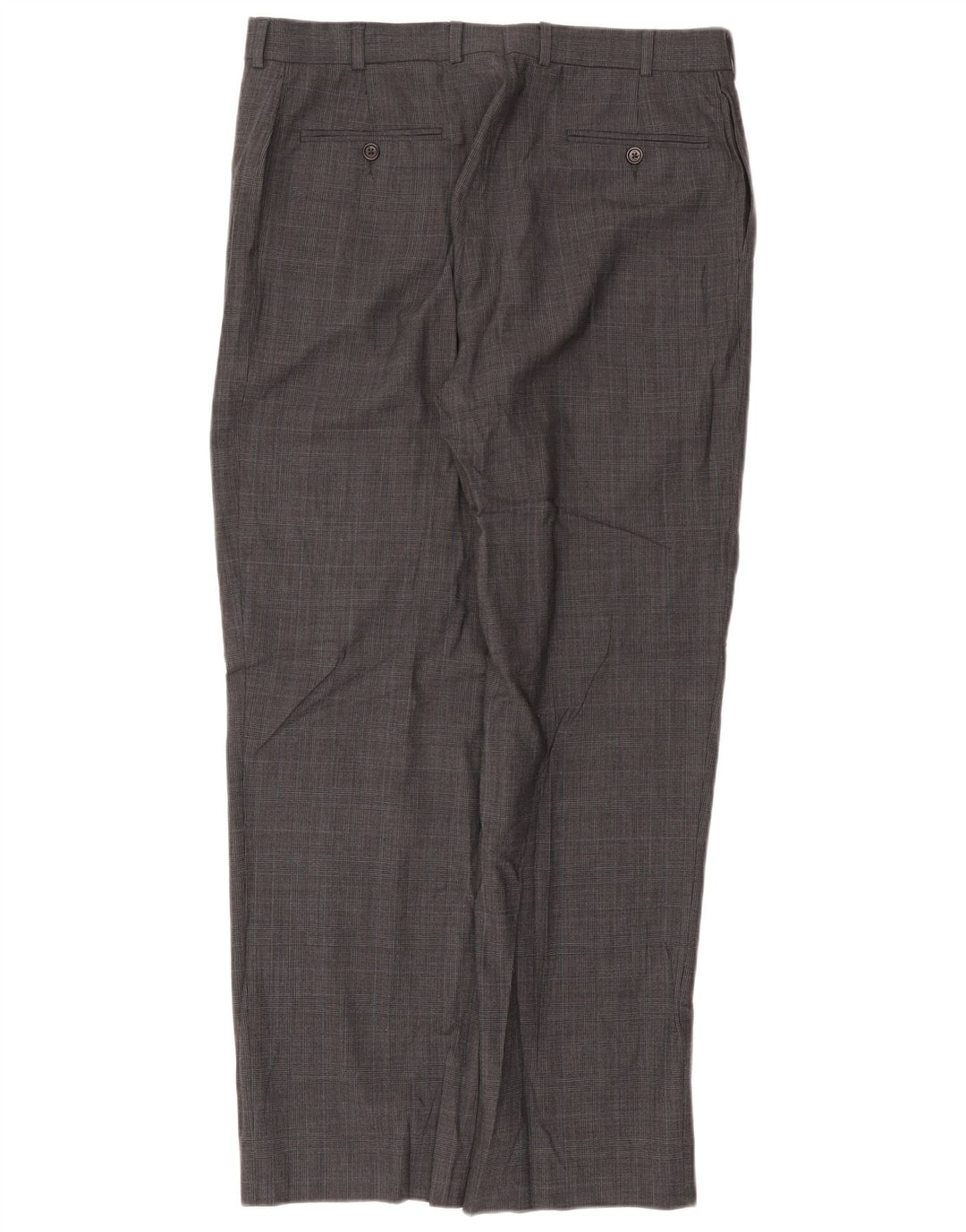 Pantaloni da abito dritti Brooks Brothers 346 da uomo W36 L31 lana a quadri grigi