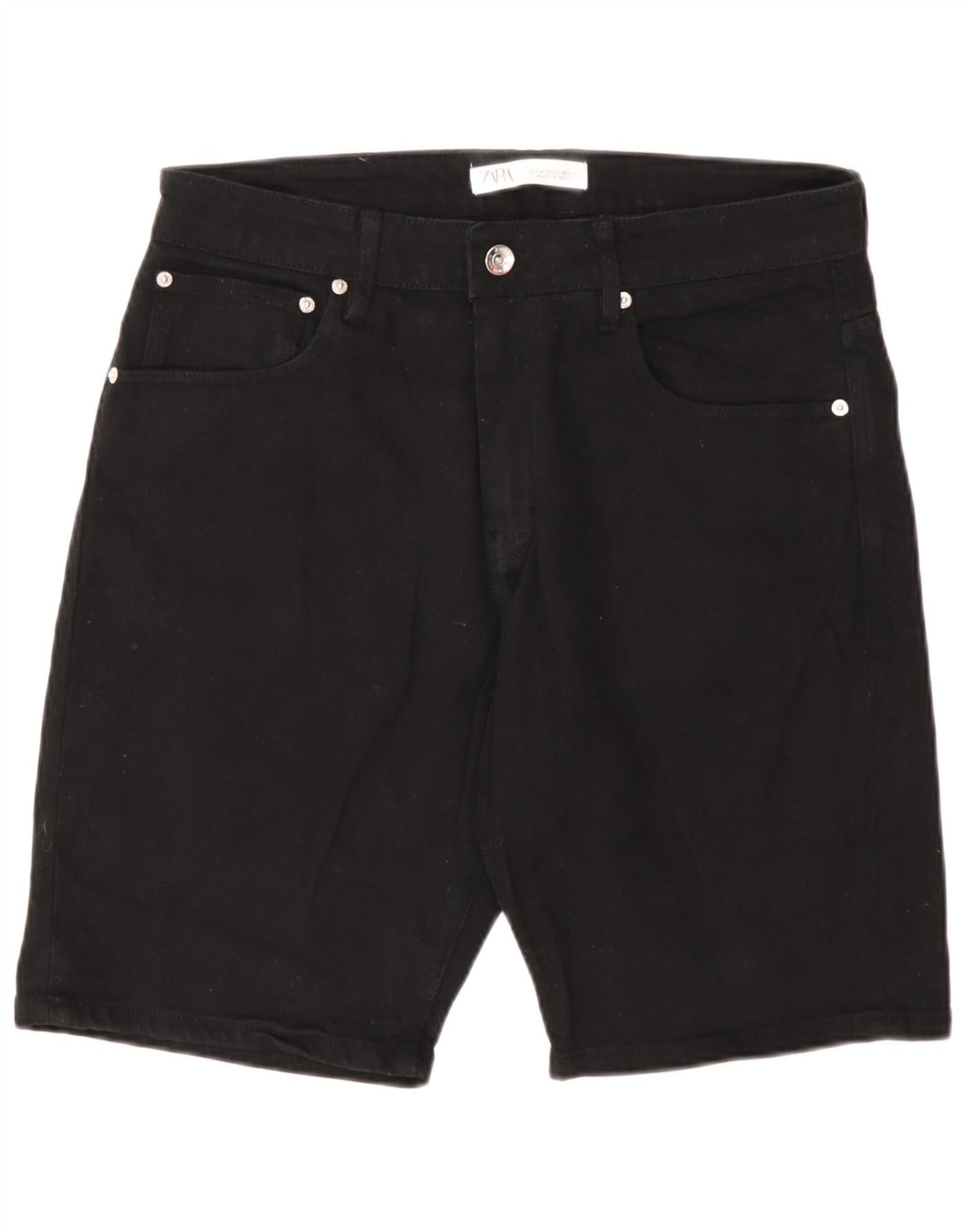 Pantaloncini di jeans da uomo Zara EU 42 Large W32 cotone nero