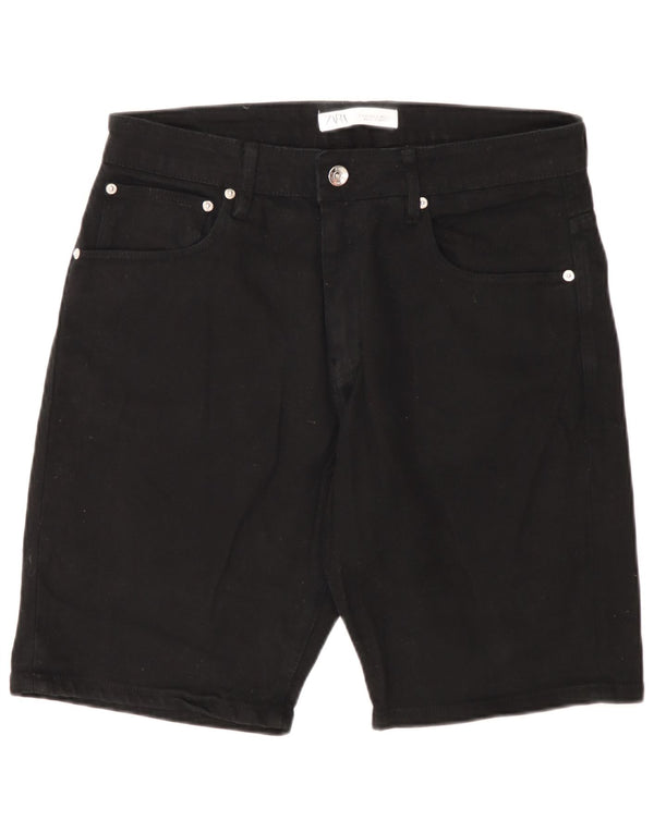 Pantaloncini di jeans da uomo Zara EU 42 Large W32 cotone nero