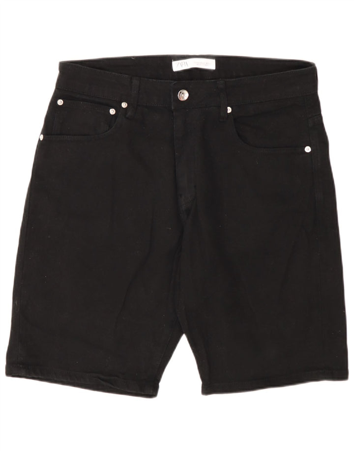 Pantaloncini di jeans da uomo Zara EU 42 Large W32 cotone nero