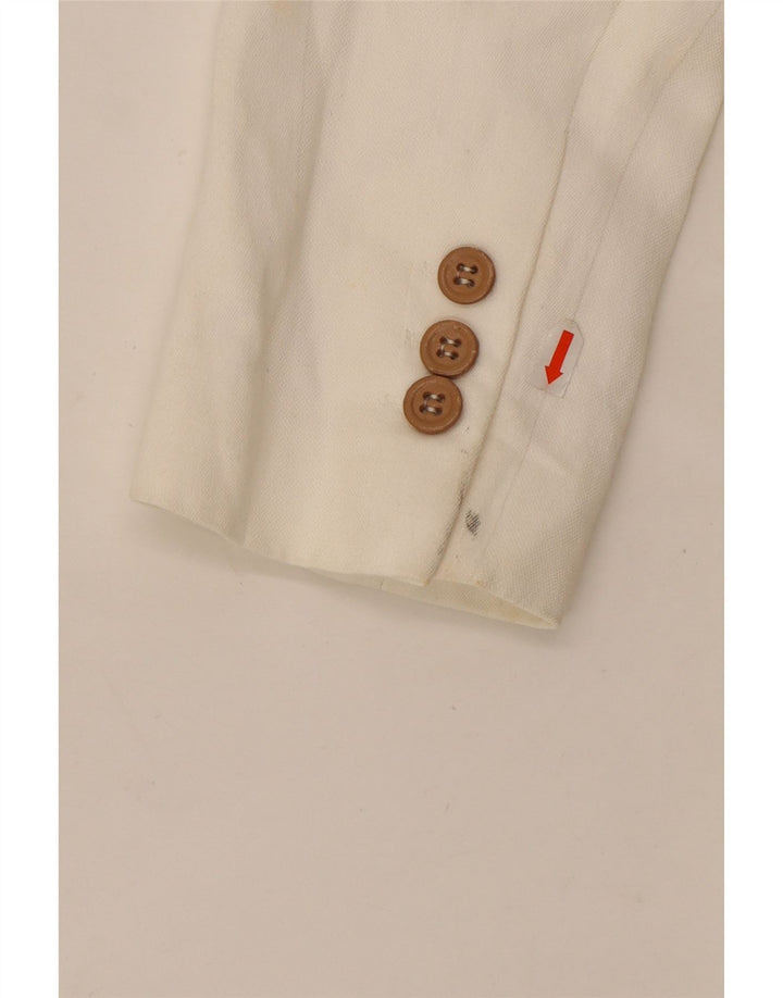 Giacca blazer a 1 bottone da donna Zara UK 16 grande viscosa bianca
