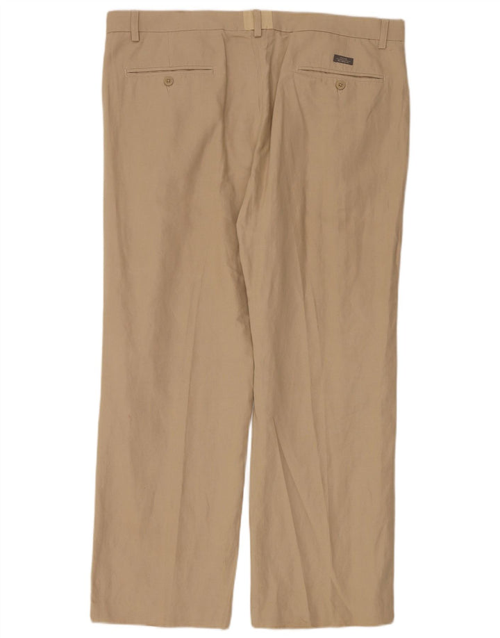 Pantaloni da abito dritti Marks & Spencer da uomo blu Harbour W38 L33 Beige