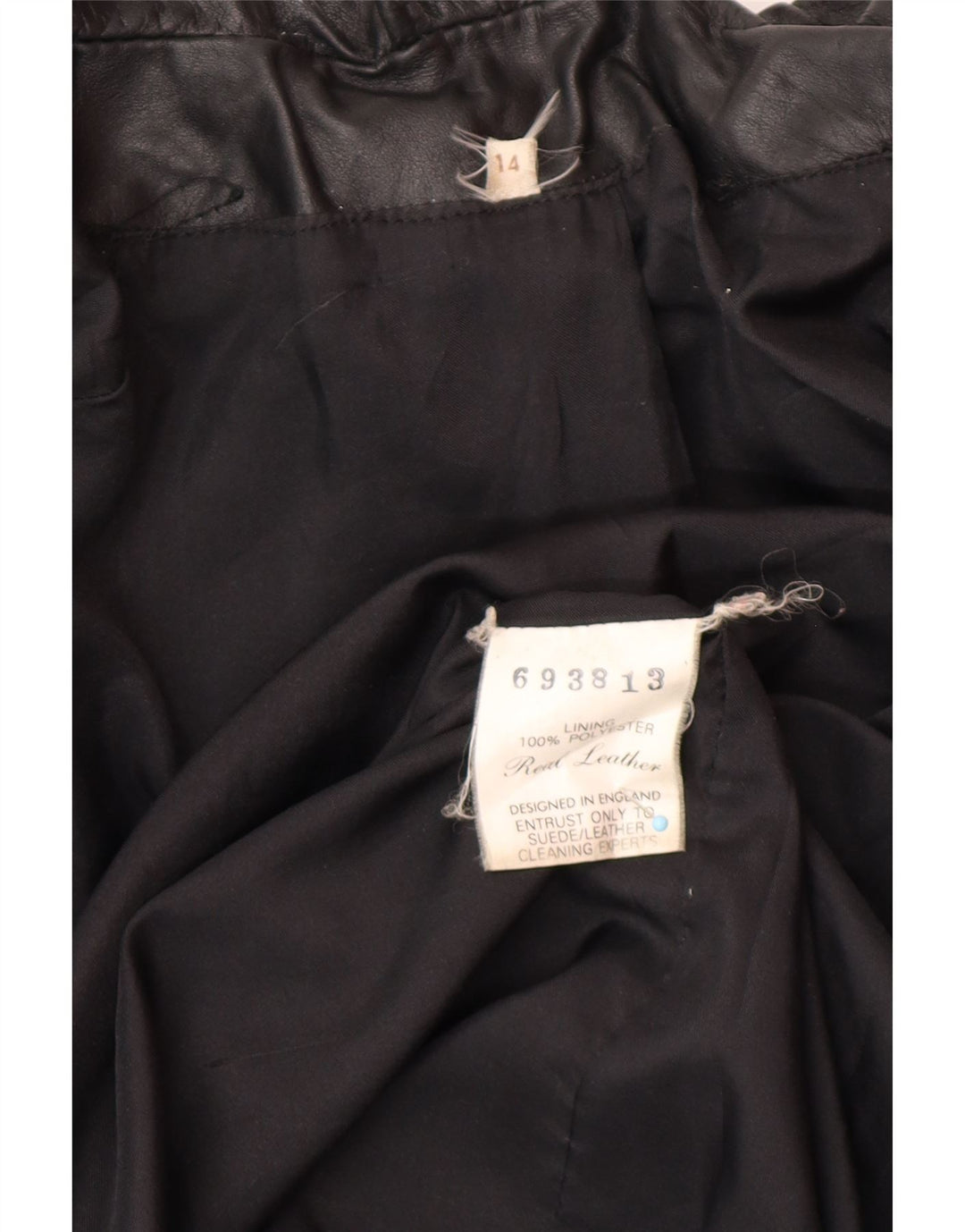 Cappotto in pelle oversize da donna VINTAGE UK 14 Pelle nera media