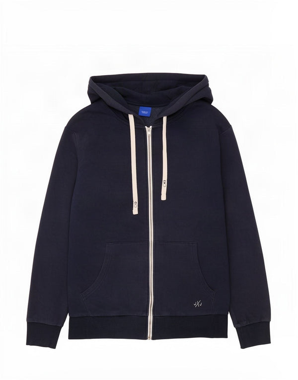 Jack & Jones Mens Zip Hoodie Sweater Large Navy Blue Cotton