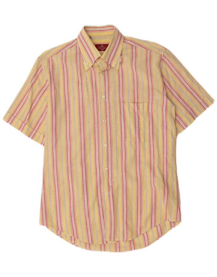 Camicia da uomo a maniche corte Castello Taglia 15 3/4 Media a righe gialle