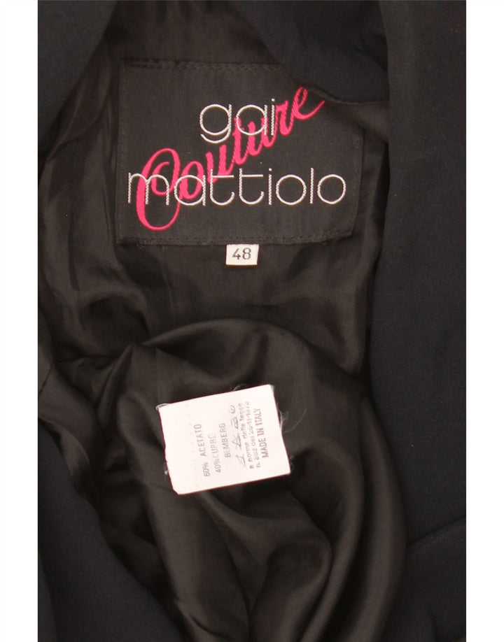 Giacca Blazer da Donna a 1 Bottone Gai Mattiolo IT 48 XL Nera Floreale