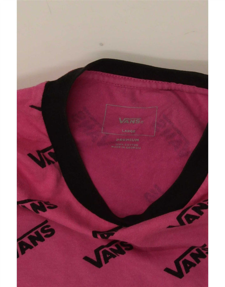 T-shirt grafica da uomo Vans grande in cotone rosa