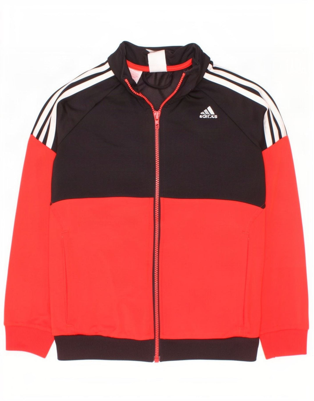 Giacca da tuta da ragazzo Adidas 11-12 anni in poliestere color block rosso