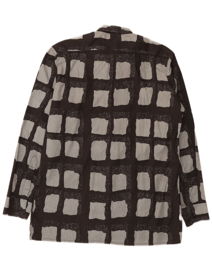 Camicia da uomo vintage in cotone geometrico nero medio