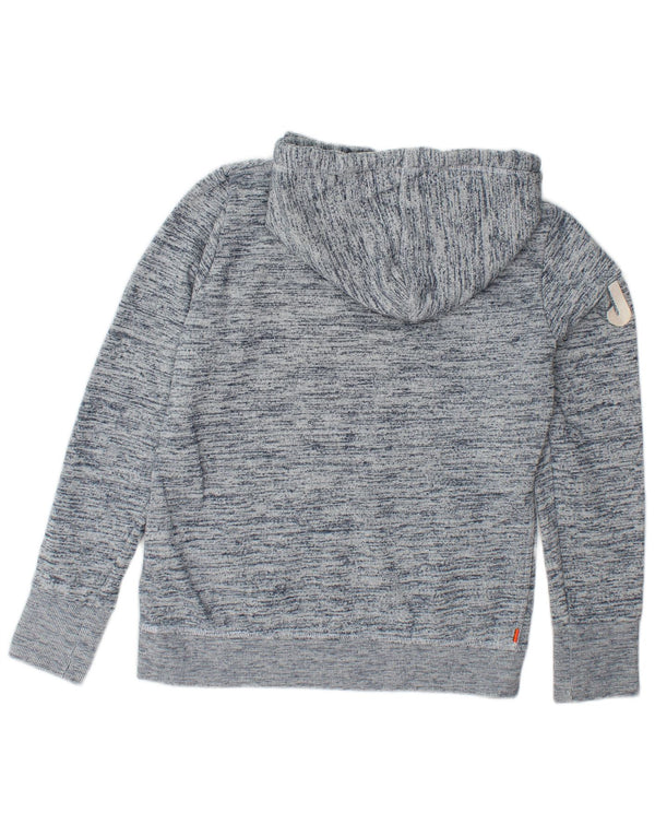 Maglione con cappuccio grafico da donna SUPERDRY UK 16 Grande cotone screziato blu navy
