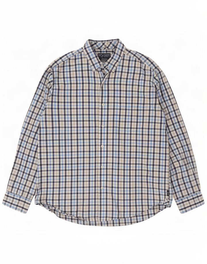 Camicia da uomo Chaps a quadri grandi in cotone blu