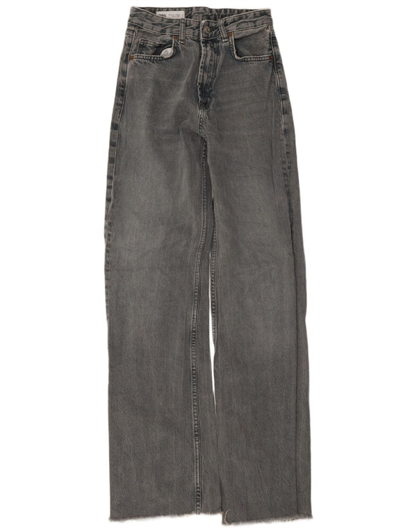 Zara Womens High Waist Wide Leg Jeans EU 34 2XS W24 L32 Grey