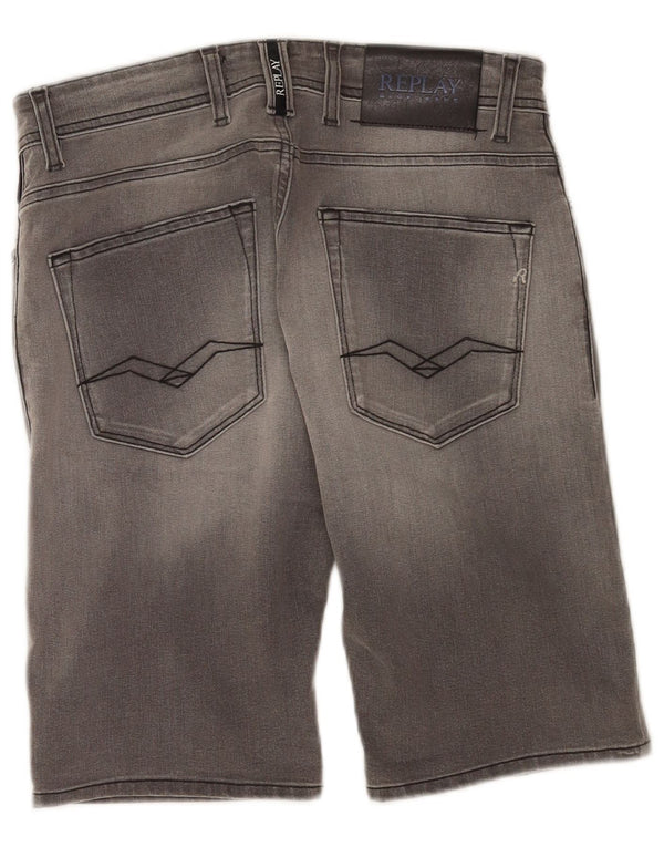 Replay Pantaloncini di jeans Larston da uomo W30 in cotone grigio medio