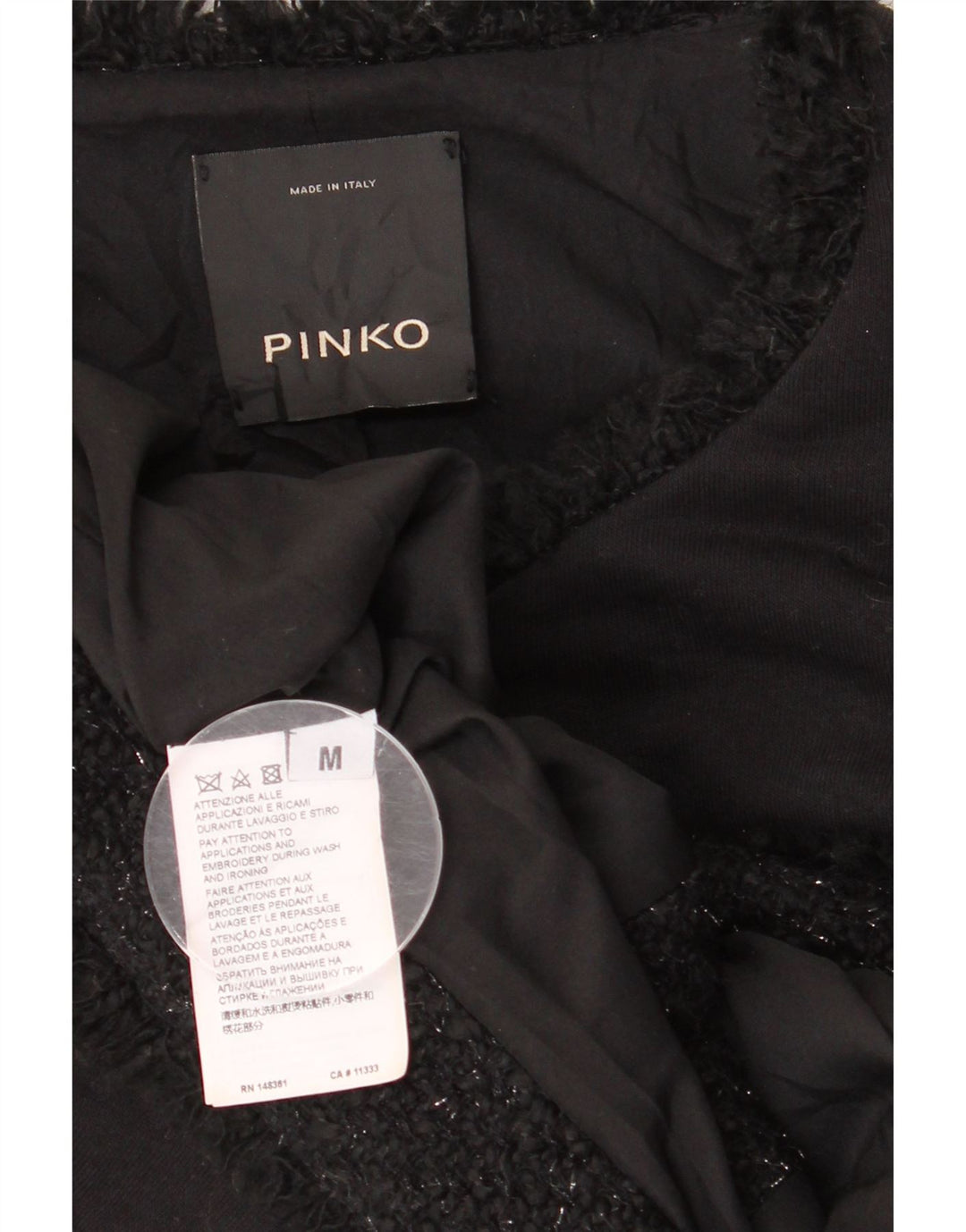 Giacca blazer a 3 bottoni da donna Pinko UK 12 cotone nero medio