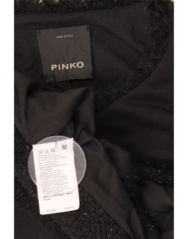 Giacca blazer a 3 bottoni da donna Pinko UK 12 cotone nero medio